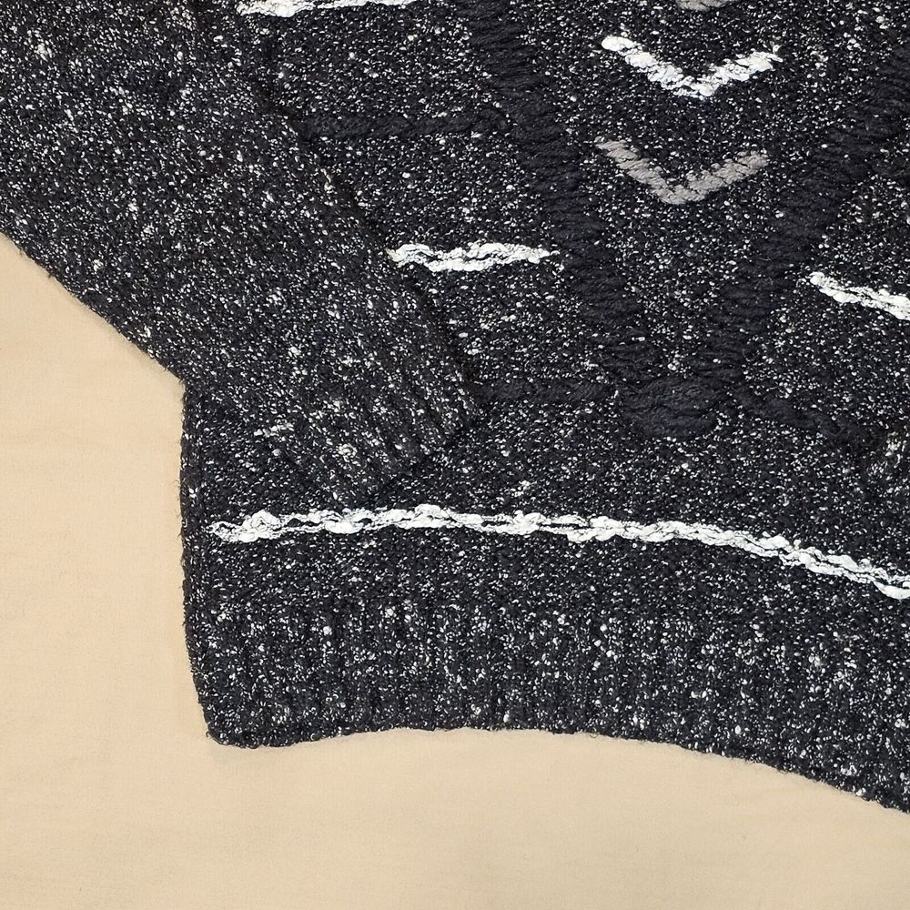 Vintage Mens Expressions Sweater Lg 90's Black White Schitt's Creek David Large - Picture 3 of 10